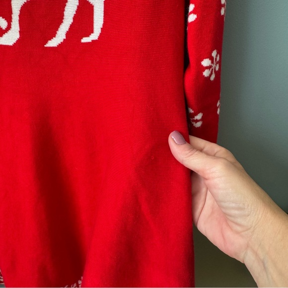 ✨3/$20✨ SMILING PINKER Red Christmas Dress Reindeer Sweater Dresses. Girls 9 - Picture 10 of 13